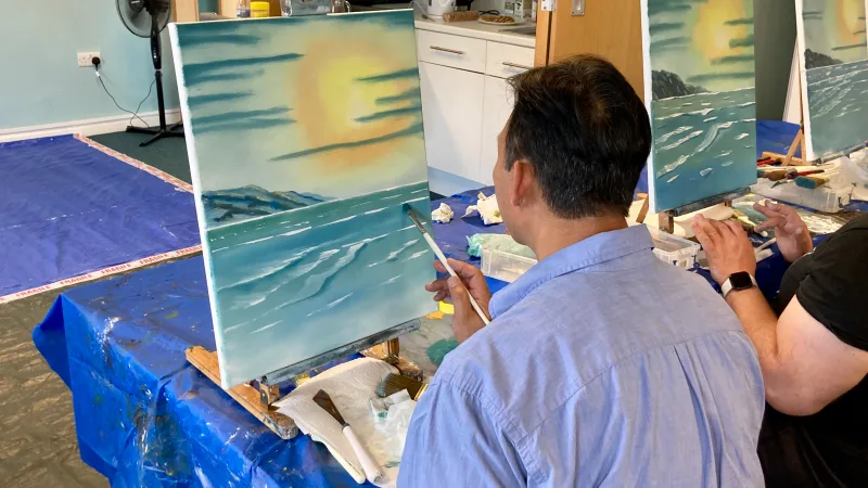 How to paint mountains like Bob Ross using a palette knife