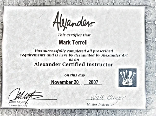 Alexander Certified Instructor Certificate 2007 Mark Terrell Alexander Certified Instructor certificate, November 2007