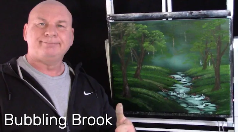 Bubbling Brook Bob Ross style online painting tutorial