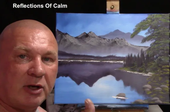 Calm Reflections Bob Ross style online painting tutorial
