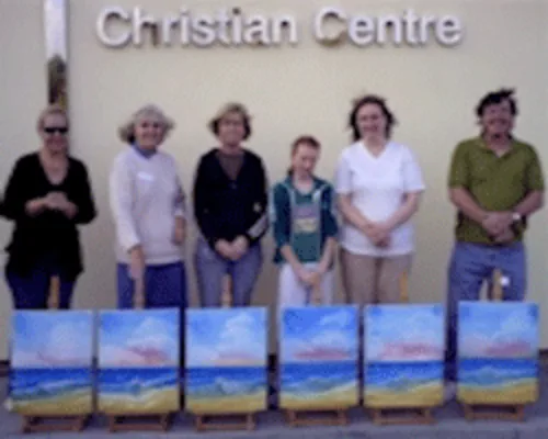 Bob Ross oil painting class near Worthing, West Sussex Students at a Bob Ross oil painting class near Worthing, West Sussex
