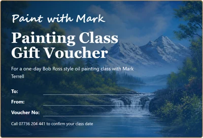 Bob Ross painting class gift voucher Kent